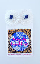 Load image into Gallery viewer, Blue & White Petite Fleur Pearl Studs - Chinoiserie jewelry