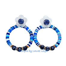Load image into Gallery viewer, Blue & White Chinoiserie Heishi Disc Bead Earrings - Chinoiserie jewelry