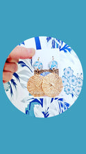 Load image into Gallery viewer, Chinoiserie Rattan Floral Drop Earrings - Chinoiserie jewelry