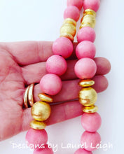 Load image into Gallery viewer, Chinoiserie Watercolor Geisha Pendant Statement Necklace - Bubblegum Pink - Ginger jar