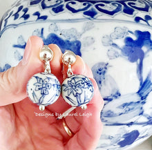 Load image into Gallery viewer, Chinoiserie Orchid Bead Clip-on Earrings - Chinoiserie jewelry