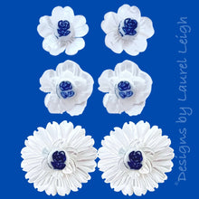 Load image into Gallery viewer, Blue & White Petite Fleur Pearl Studs - Chinoiserie jewelry