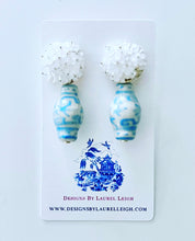 Load image into Gallery viewer, Hydrangea Blossom Ginger Jar Earrings - Blue - Chinoiserie jewelry