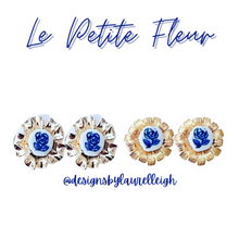 Load image into Gallery viewer, Chinoiserie Petite Fleur Gold Studs - Chinoiserie jewelry