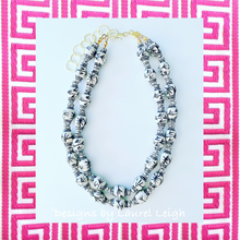 Load image into Gallery viewer, Chinoiserie Double Strand Ginger Jar Statement Necklace - Black & White - Ginger jar