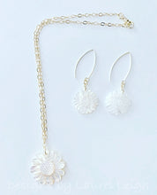 Load image into Gallery viewer, Mother of Pearl Sunflower Earrings - White & Gold - Ginger jar