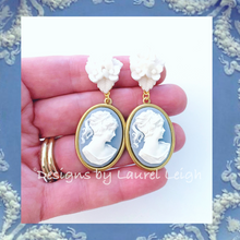 Load image into Gallery viewer, Wedgwood Blue & White Cameo Earrings - 6 Styles - Ginger jar