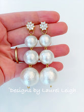 Load image into Gallery viewer, Rhinestone & Graduated Cotton Pearl Bonbon Drop Earrings - 2 Styles - Ginger jar
