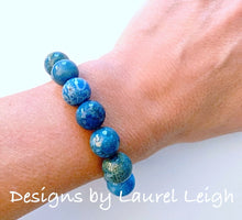Load image into Gallery viewer, Spa Blue Fossilized Beaded Bracelet - Ginger jar