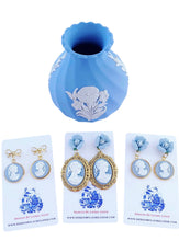 Load image into Gallery viewer, Wedgwood Blue Floral Cameo Earrings - Chinoiserie jewelry