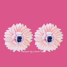 Load image into Gallery viewer, Blue, White & Pink Petite Fleur Pearl Studs - Chinoiserie jewelry