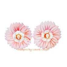 Load image into Gallery viewer, Pink, Orange & White Floral Cameo Pearl Studs - Chinoiserie jewelry