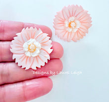 Load image into Gallery viewer, Pink, Orange & White Floral Cameo Pearl Studs - Chinoiserie jewelry