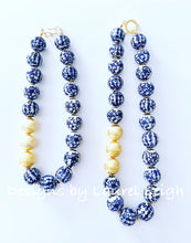 Load image into Gallery viewer, Chunky Blue & White Floral Chinoiserie Statement Necklace- 2 Lengths - Ginger jar
