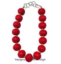 Load image into Gallery viewer, Chinoiserie Red Cinnabar Statement Necklace - Chinoiserie jewelry