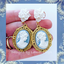 Load image into Gallery viewer, Wedgwood Blue & White Cameo Earrings - 6 Styles - Ginger jar