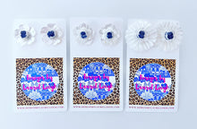 Load image into Gallery viewer, Blue & White Petite Fleur Pearl Studs - Chinoiserie jewelry