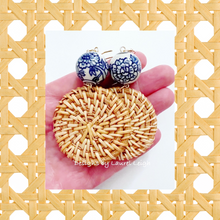 Load image into Gallery viewer, Chinoiserie Rattan Peony Earrings - Chinoiserie jewelry