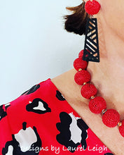 Load image into Gallery viewer, Chinoiserie Red Cinnabar Statement Necklace - Chinoiserie jewelry