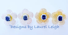 Load image into Gallery viewer, Blue, White & Yellow Petite Fleur Pearl Studs - Chinoiserie jewelry