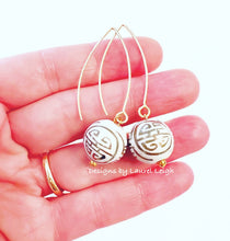 Load image into Gallery viewer, Chinoiserie Longevity Drop Earrings - Chinoiserie jewelry