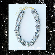 Load image into Gallery viewer, Chinoiserie Double Strand Ginger Jar Statement Necklace - Black & White - Ginger jar