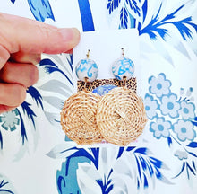 Load image into Gallery viewer, Chinoiserie Rattan Floral Drop Earrings - Chinoiserie jewelry