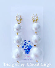 Load image into Gallery viewer, Rhinestone & Graduated Cotton Pearl Bonbon Drop Earrings - 2 Styles - Ginger jar