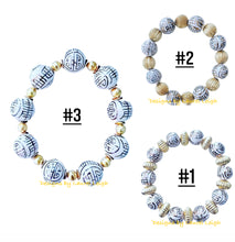 Load image into Gallery viewer, Gold & White Chinoiserie Bracelet - Chinoiserie jewelry