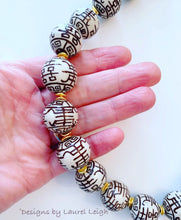 Load image into Gallery viewer, Chinoiserie Chunky Double Happiness Statement Necklace - Chocolate Brown - Ginger jar