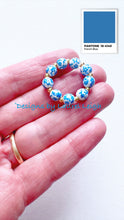 Load image into Gallery viewer, Blue & White Chinoiserie Floral Beaded Ring - Chinoiserie jewelry