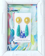 Load image into Gallery viewer, Sunflower Carved Floral Teardrop Earrings - 3 Colors - Ginger jar