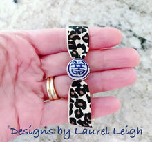 Load image into Gallery viewer, Chinoiserie Elastic Hair Ties- Set of 3 - Leopard Print - Ginger jar