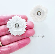 Load image into Gallery viewer, White & Silver Pearl Cameo Floral Studs - 2 Sizes - Chinoiserie jewelry