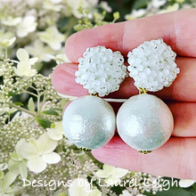 Load image into Gallery viewer, White Pearl Hydrangea Blossom Earrings - Chinoiserie jewelry