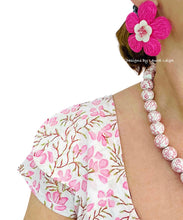 Load image into Gallery viewer, Pink & White Chinoiserie Floral Necklace - Chinoiserie jewelry