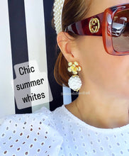 Load image into Gallery viewer, Wicker Rattan Floral Drop Earrings - Chinoiserie jewelry