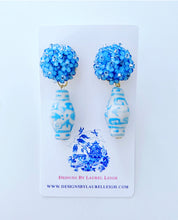 Load image into Gallery viewer, Hydrangea Blossom Ginger Jar Earrings - Blue - Chinoiserie jewelry