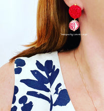 Load image into Gallery viewer, Chinoiserie Red Cinnabar Drop Earrings - Chinoiserie jewelry