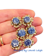 Load image into Gallery viewer, Chinoiserie Coin Bead Floral Stud Earrings - Chinoiserie jewelry