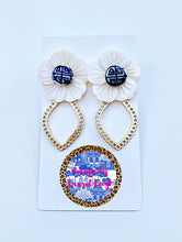 Load image into Gallery viewer, Gold Scalloped Floral Chinoiserie Earrings - Chinoiserie jewelry