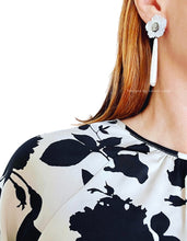 Load image into Gallery viewer, White & Silver Cameo Floral Drop Earrings - Chinoiserie jewelry
