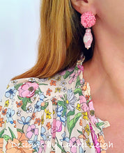 Load image into Gallery viewer, Hydrangea Blossom Ginger Jar Earrings - Pink - Chinoiserie jewelry