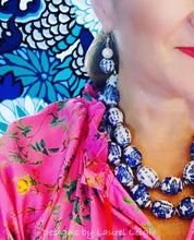 Load image into Gallery viewer, Chinoiserie Blue & White Oval Bead Necklace - Chinoiserie jewelry