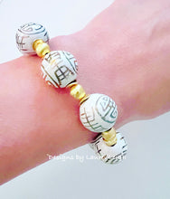 Load image into Gallery viewer, Gold & White Chinoiserie Bracelet - Chinoiserie jewelry