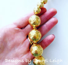 Load image into Gallery viewer, Chunky Hammered Gold Graduated Bead Statement Necklace - Ginger jar