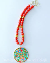 Load image into Gallery viewer, Rose Medallion Chinoiserie Pendant Necklace - Orange - Ginger jar