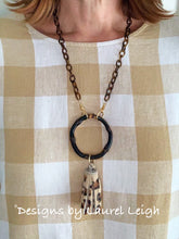 Load image into Gallery viewer, Chinoiserie Bamboo, Tortoise & Leopard Tassel Eyeglass / Sunglass / Mask Holder / Lanyard Chain / Necklace - Ginger jar