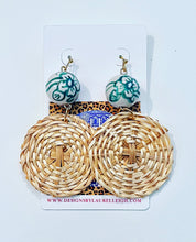 Load image into Gallery viewer, Chinoiserie Rattan Floral Drop Earrings - Chinoiserie jewelry