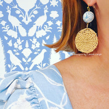 Load image into Gallery viewer, Chinoiserie Rattan Floral Drop Earrings - Chinoiserie jewelry